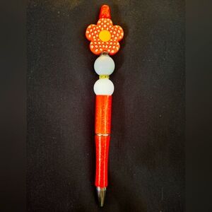 Daisy Orange Flower Pen with Beads